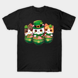 Irish Ramen Cats Cute Anime St Patrick's Day Women Girls T-Shirt